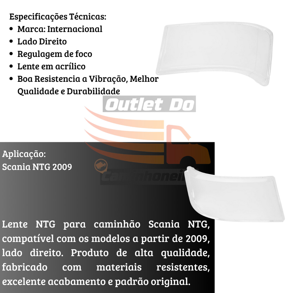 Lente Farol Scania NTG 2009 Lado Direito — foto 2