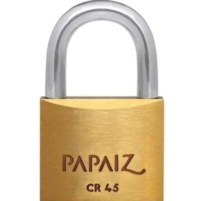 Cadeado Papaiz 45mm Latão Cromado Acetinado com 2 Chaves – Segurança e Durabilidade