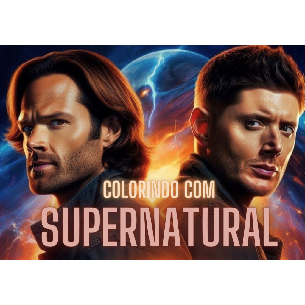 SUPERNATURAL livro de colorir + folha de acetato + tabela de cores p/preencher