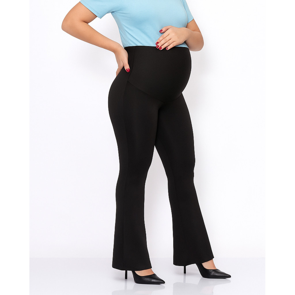 Maternidade Legging Flare Gestante Cós Alto Calça Sustenta Barriga em Oferta na Shopee