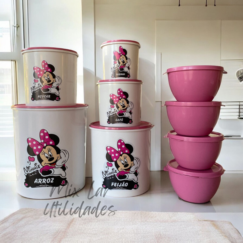 Kit potes para mantimentos cozinha com 5 peças + 4 potes redondos Boll em Oferta na Shopee
