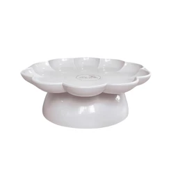 Bandeja Flower Com Pé - 180mm - Off White - 1 unidade - Só Boleiras - Rizzo