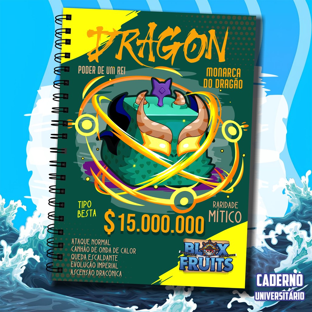 Caderno Universitário Personalizado Roblox Blox Fruits 1 Mat 96fls, 5 Mats 120fls, 10 Mats 160fls, 15 Mats 180fls em Oferta na Shopee