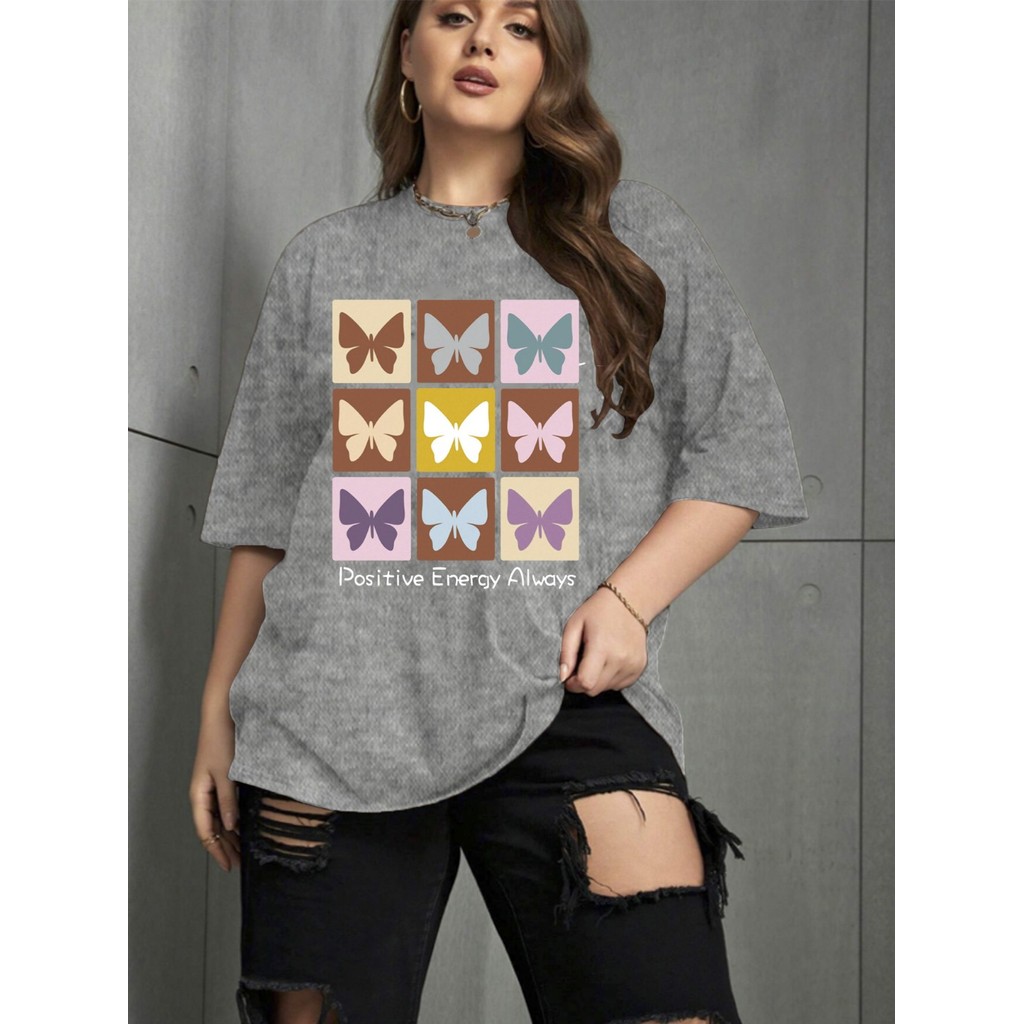 Camiseta Oversized Blusa Feminina Estampada Butterfly T- shirt Casual Conforto Premium