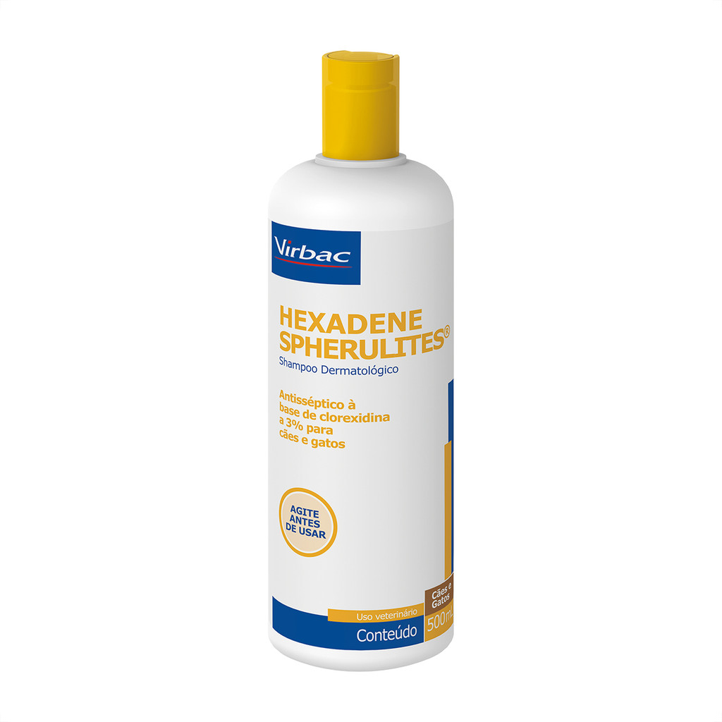 Hexadene Spherulites Virbac Shampoo Dermatológico para Cães e Gatos - 500 mL em Oferta na Shopee
