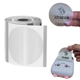 1 Rolo Etiqueta redonda 50x50 Transparente impressora gatinho a prova dagua não rasga em Oferta na Shopee