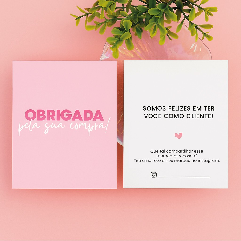 Kit Cartão Postal Grande de Agradecimento para Clientes – Obrigada pela sua compra! 9x10cm Pronta Entrega