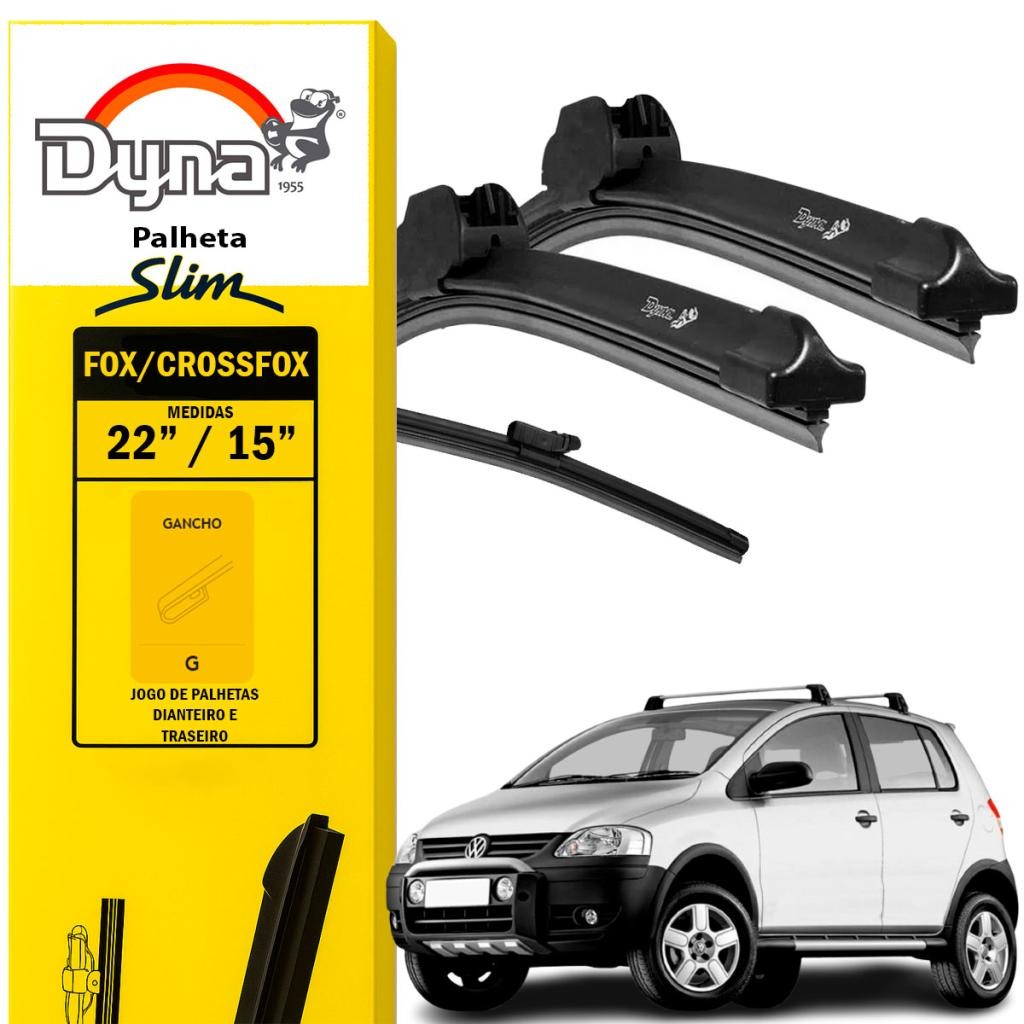 Kit palheta parabrisa dianteiro e traseiro Fox 2010 a 2012 Original Dyna Funcionamento Silencioso