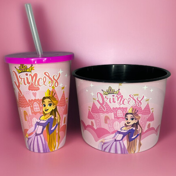 KIT PIPOQUEIRA 1.5L + COPO 550 ML PRINCESS - CINEMA LEMBRANCINHA PRESENTES⭐