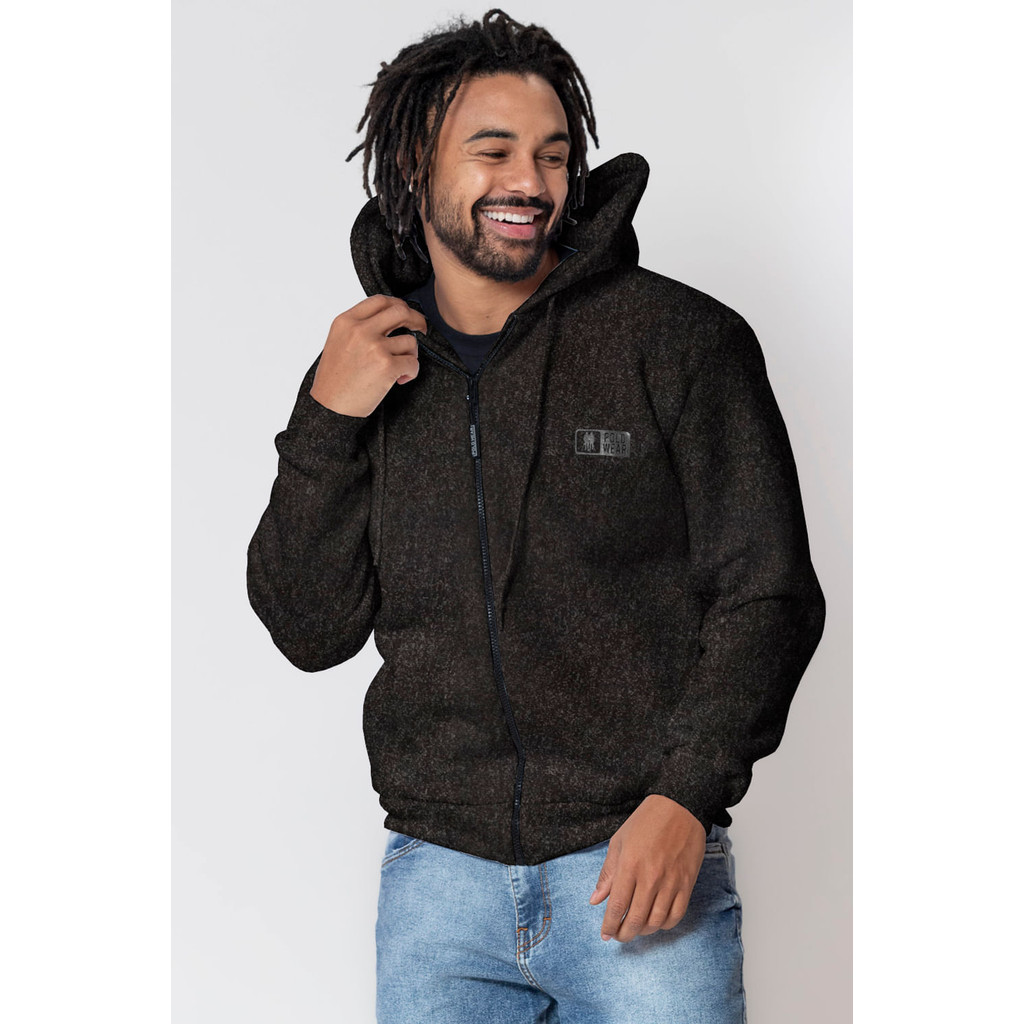 Blusa Moletom Masculina Com Zíper Polo Wear Preto - Men Clothes