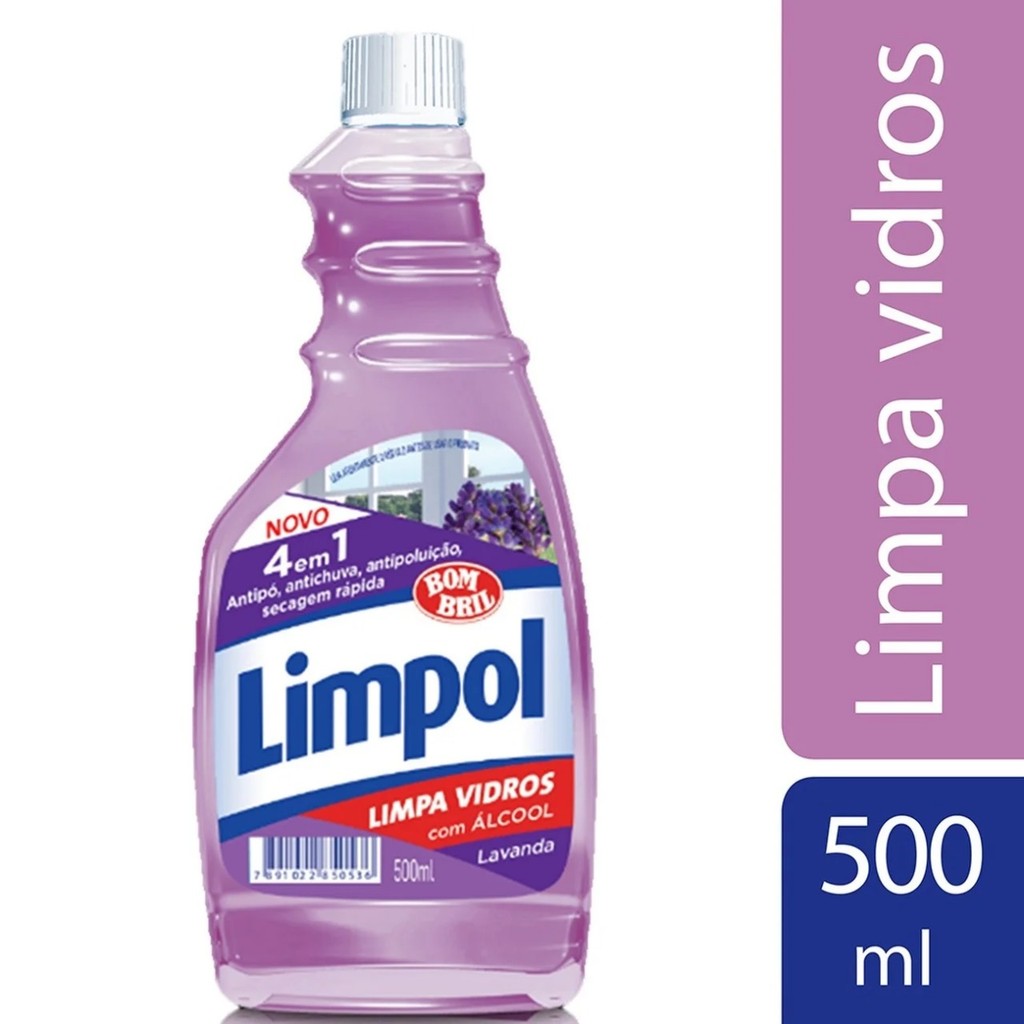Refil Limpa Vidros Limpol 4 em 1 com Álcool 500ml - Home & Living