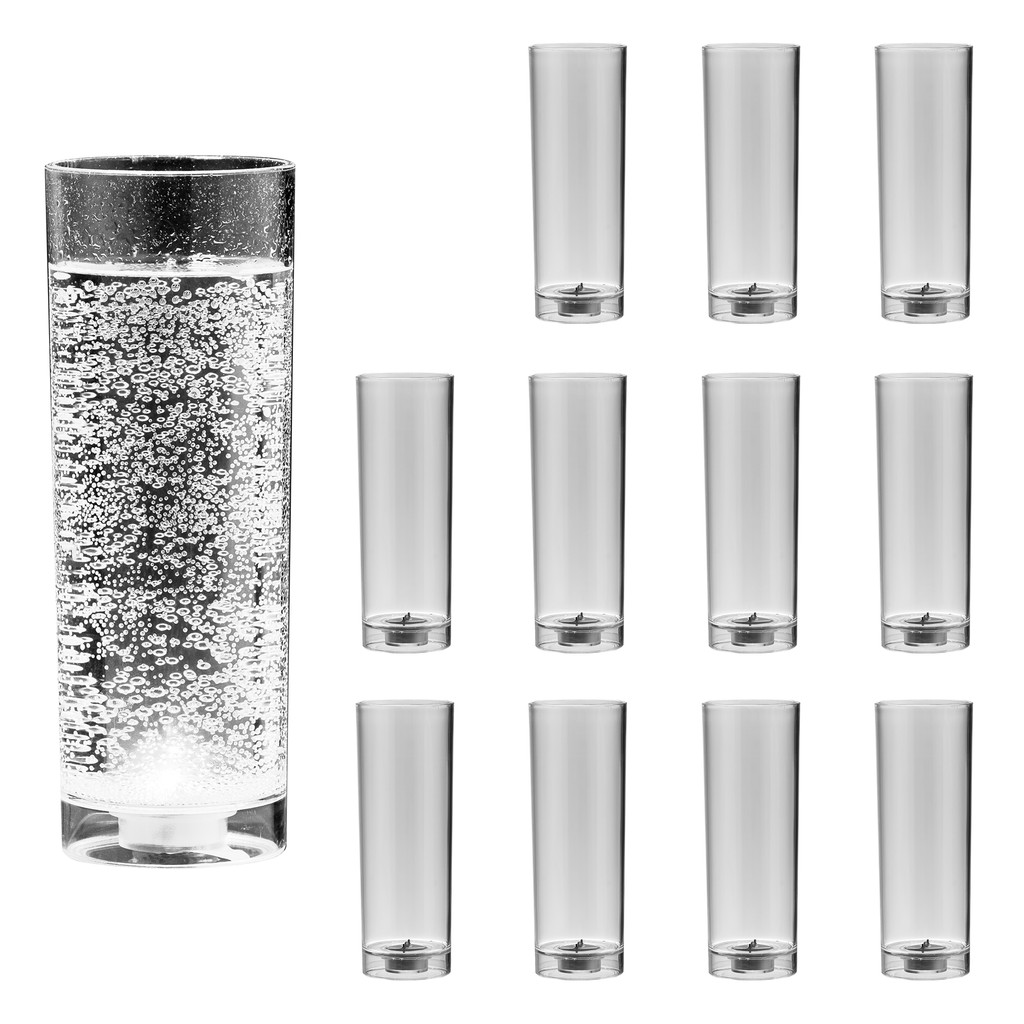 Copo Acrílico Long Drink com Led 320ml 12pcs Premium Copo que Pisca Para Festa com Sensor de Liquido