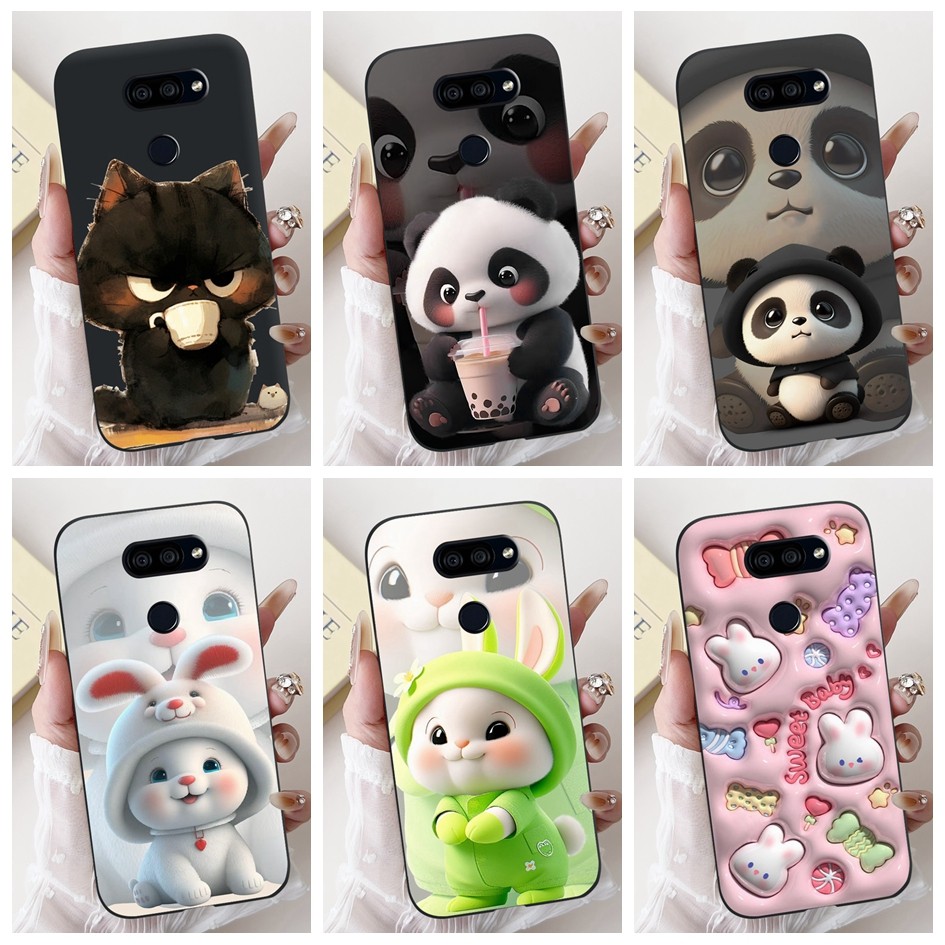 Invólucro À Prova De Choque Para LG K40S Caso Bonito Panda Coelho Macio Preto Silicone Telefone Capa LGK40s 2019 LMX430H em Oferta na Shopee