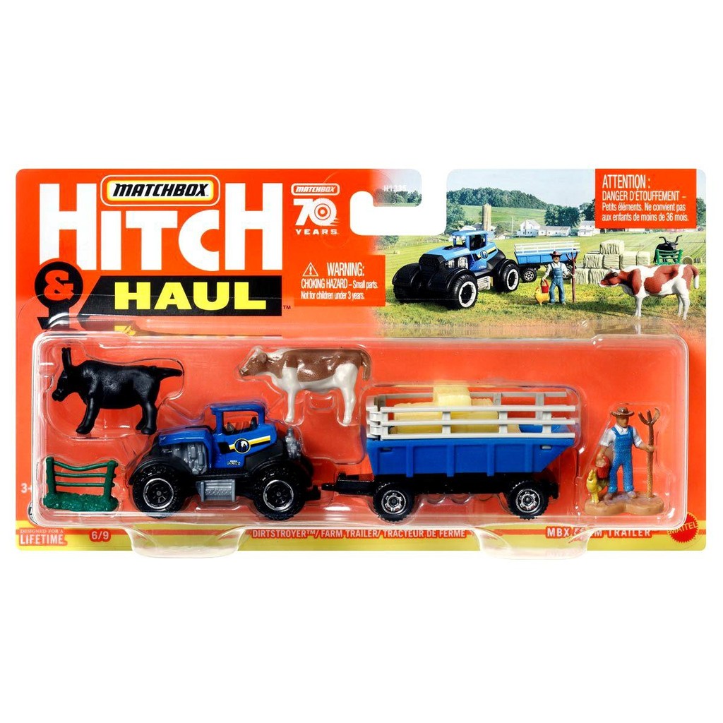Matchbox Mattel Hitch & Haul Fazenda e Trator Farm Life Dirtstroyer e Farm Trailer