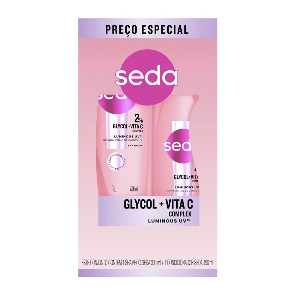 Shampoo 300ml + Condicionador - Seda Luminous UV 190ml em Oferta na Shopee