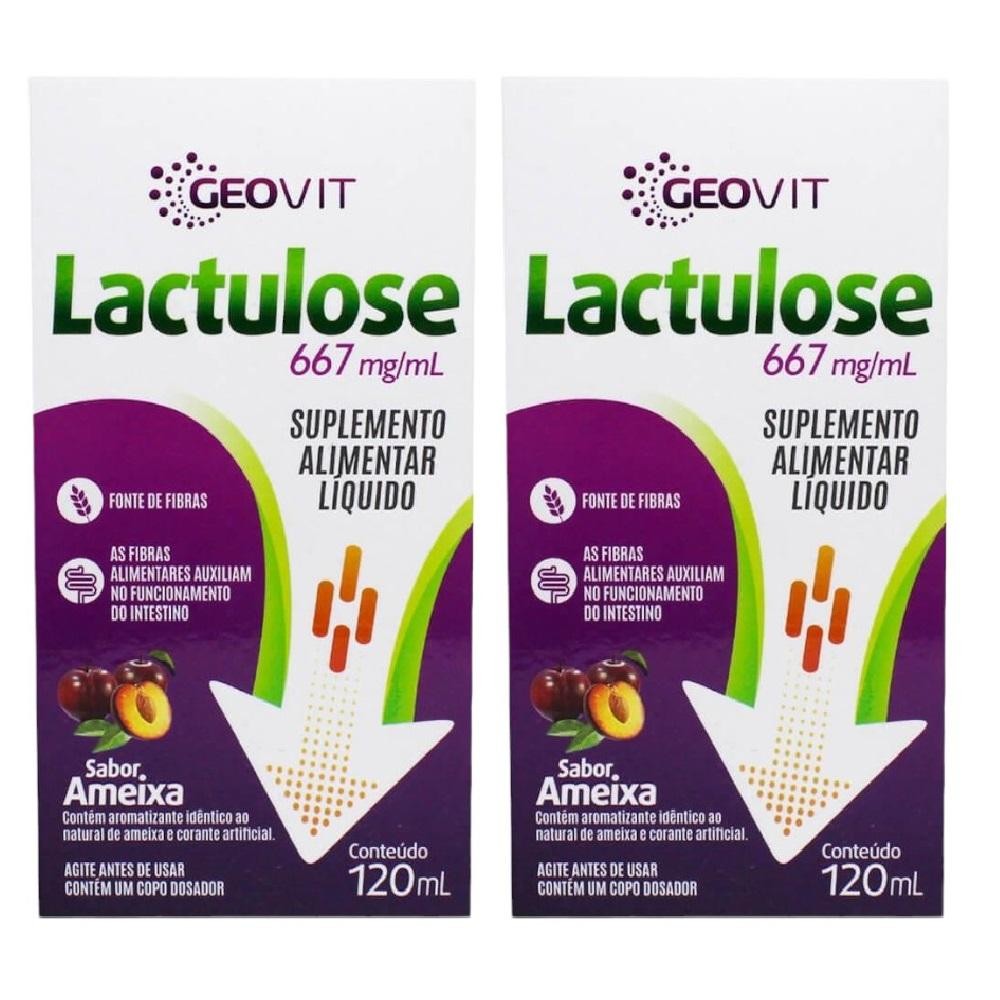 Kit Líquido Lactulose Sabor Ameixa Com 2 Caixas De 120ml Cada em Oferta na Shopee