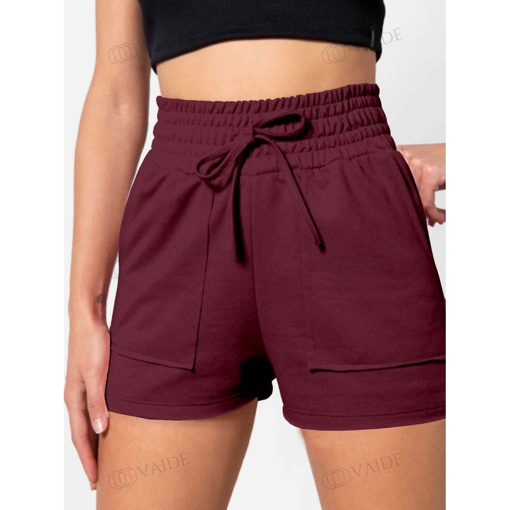 Shortinho Minimalista Academia Fitness Caminhada Corrida Fashion Contemporânea Bolso Acinturada Laço