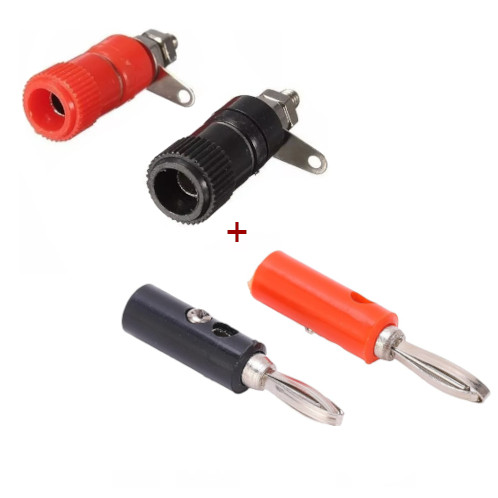 20 Unidades - 5 Pares Plug Banana Macho (5 Preto + 5 Vermelho) + 5 Pares Femea (5 Preto + 5 Vermelho) em Oferta na Shopee