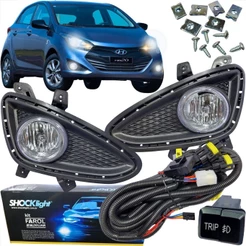 KIT FAROL DE MILHA NEBLINA PARA HYUNDAI HB20 E HB20S DE 2012 A 2015 COM BOTÃO PAINEL MOD. ORIG. TRIP