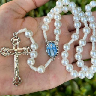Terço de Pérola Nossa Senhora das Graças - 35 cm | Distribuidora Catedral em Oferta na Shopee