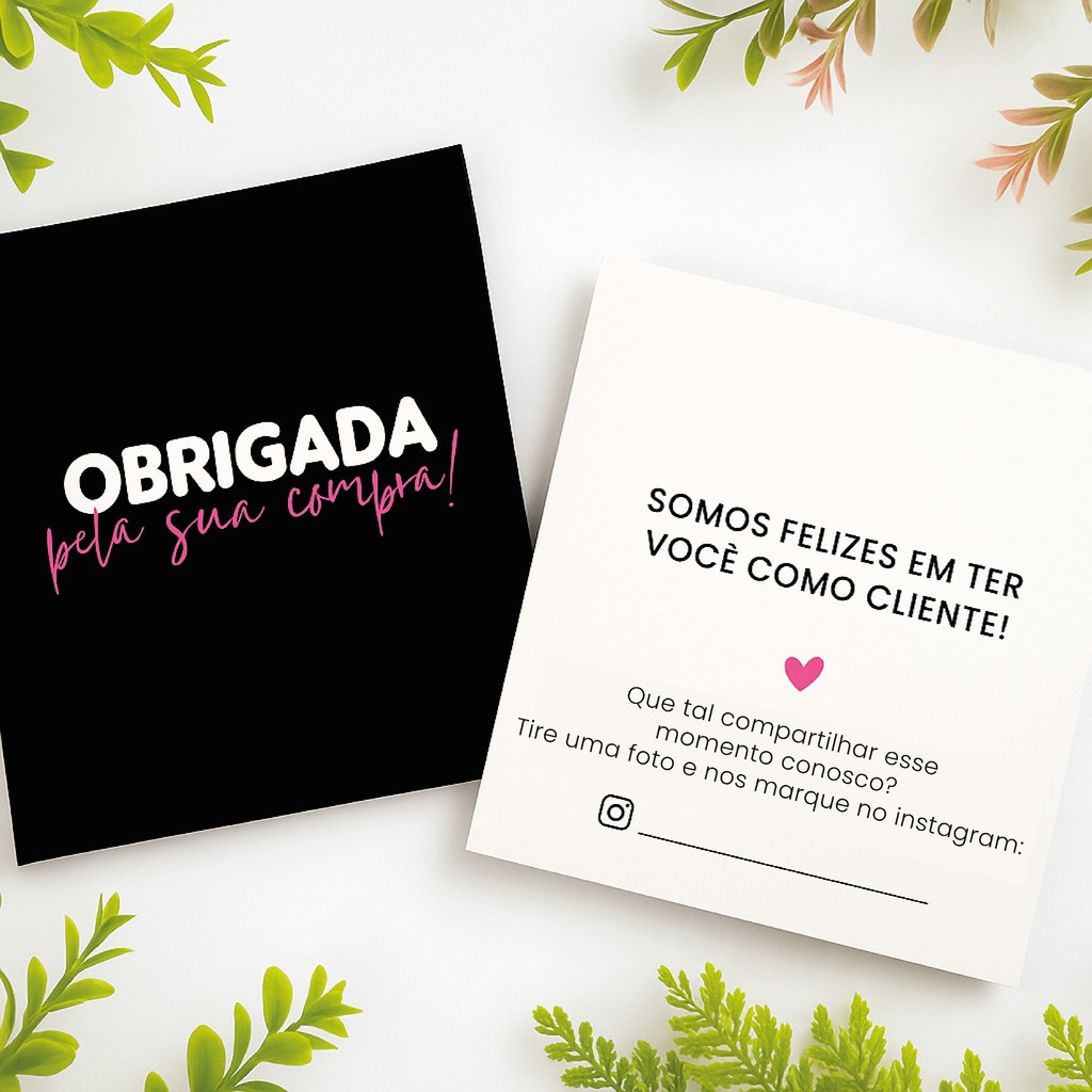 Cartão Tag Postal Agradecimento para Clientes / Obrigada pela sua compra! 9x10cm Pronta Entrega
