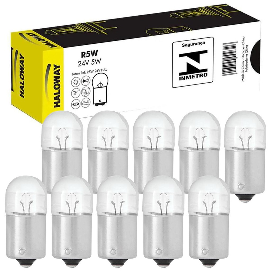 10 Lâmpada Haloway R5w 24v Ba15s 5w 1 Polo Sinalização - Spare Parts and Accessories for Vehicles