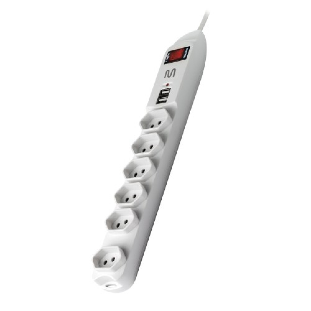 Filtro de Linha com 6 Tomadas e 2 Entradas Usb Multilaser - WI251 em Oferta na Shopee