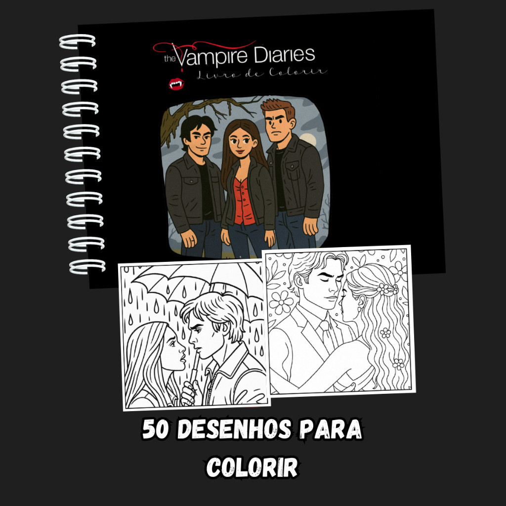 Livro De Colorir Diário de um Vampiro - 50 folhas de 120 g -  A5 Capa Dura