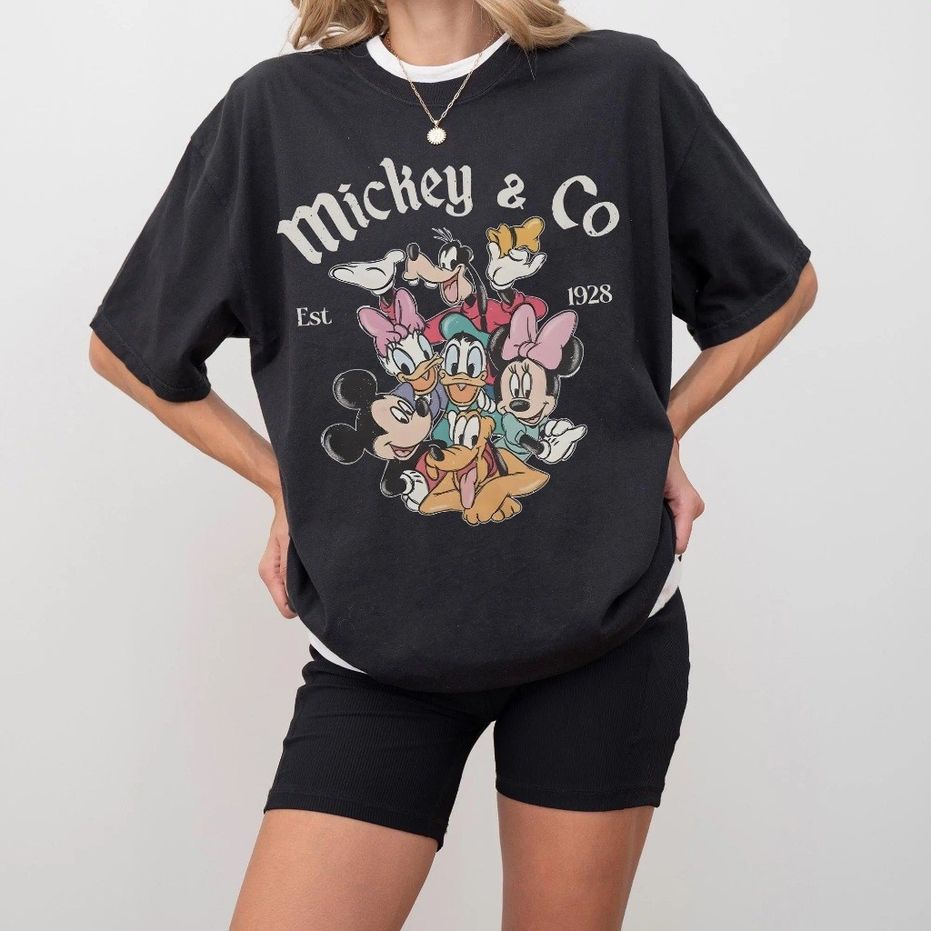 [Camiseta Premium em Algodão Puro]SISI Camiseta feminina turma disney confortável retrô disneyland Mickey 1928 em Oferta na Shopee
