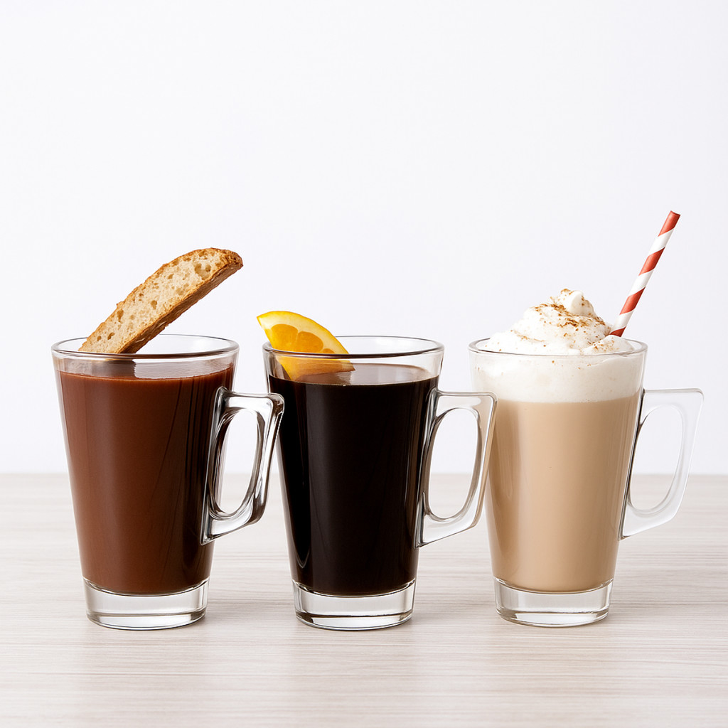 Kit Jogo 3 Canecas Café Chá Chocolate Quente Água Vancouver 230ml Vidro Transparente Resistente Elegante Bom Barato Copo