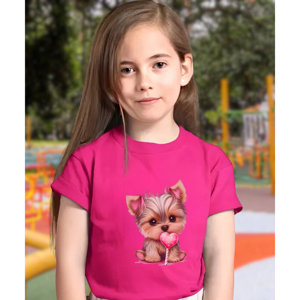 Camiseta Infantil Feminina de Algodão Estampada Tendência Moda Kids 02 ao 16