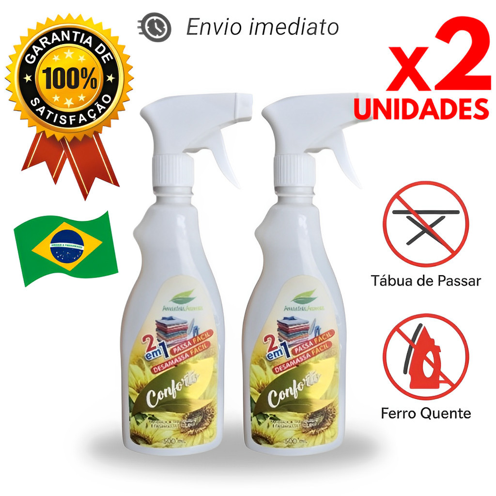 2 Spray Mágico Desamassa Fácil Tuff Sem Passar Ferro de Passar Roupa a Vapor Facilitador Premium