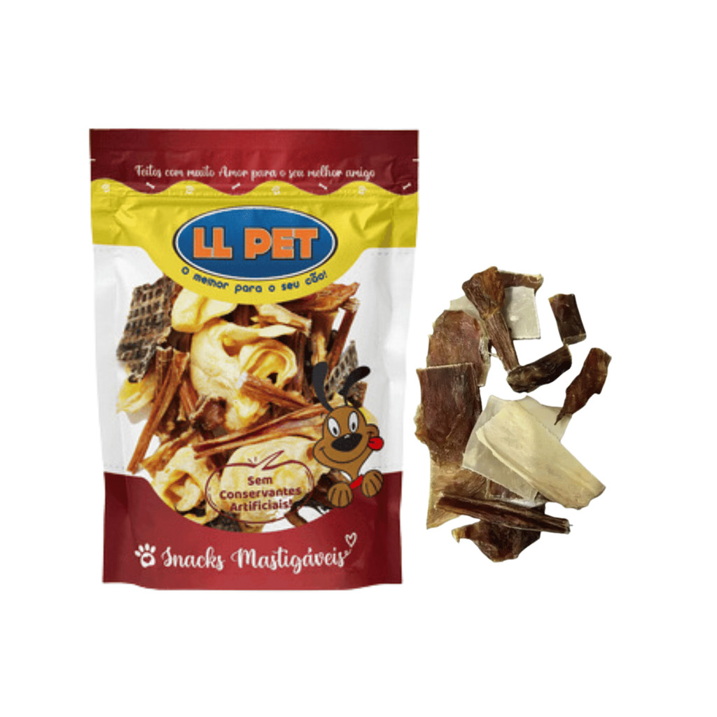Petisco Para Cães Natural Saudável Misto Bovino ( Bexiga, Esôfago e orelha desidratados) LL Pet 100g