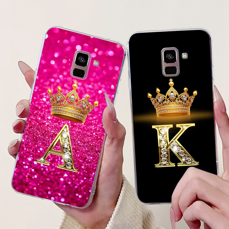 Para Samsung Galaxy A8 2018 A530F/A8 Plus A730F Embalagem Bonito Coroa Letras Silicone Macio Capa Traseira A8 + A8Plus C