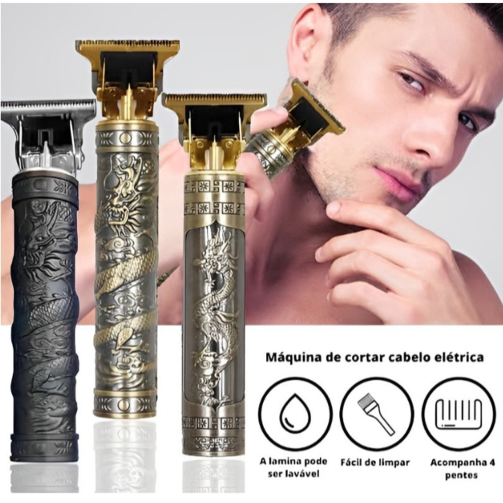 Máquina de Cortar Cabelo e Barba para Designer e Desenho Profissional Elétrica Sem Fio