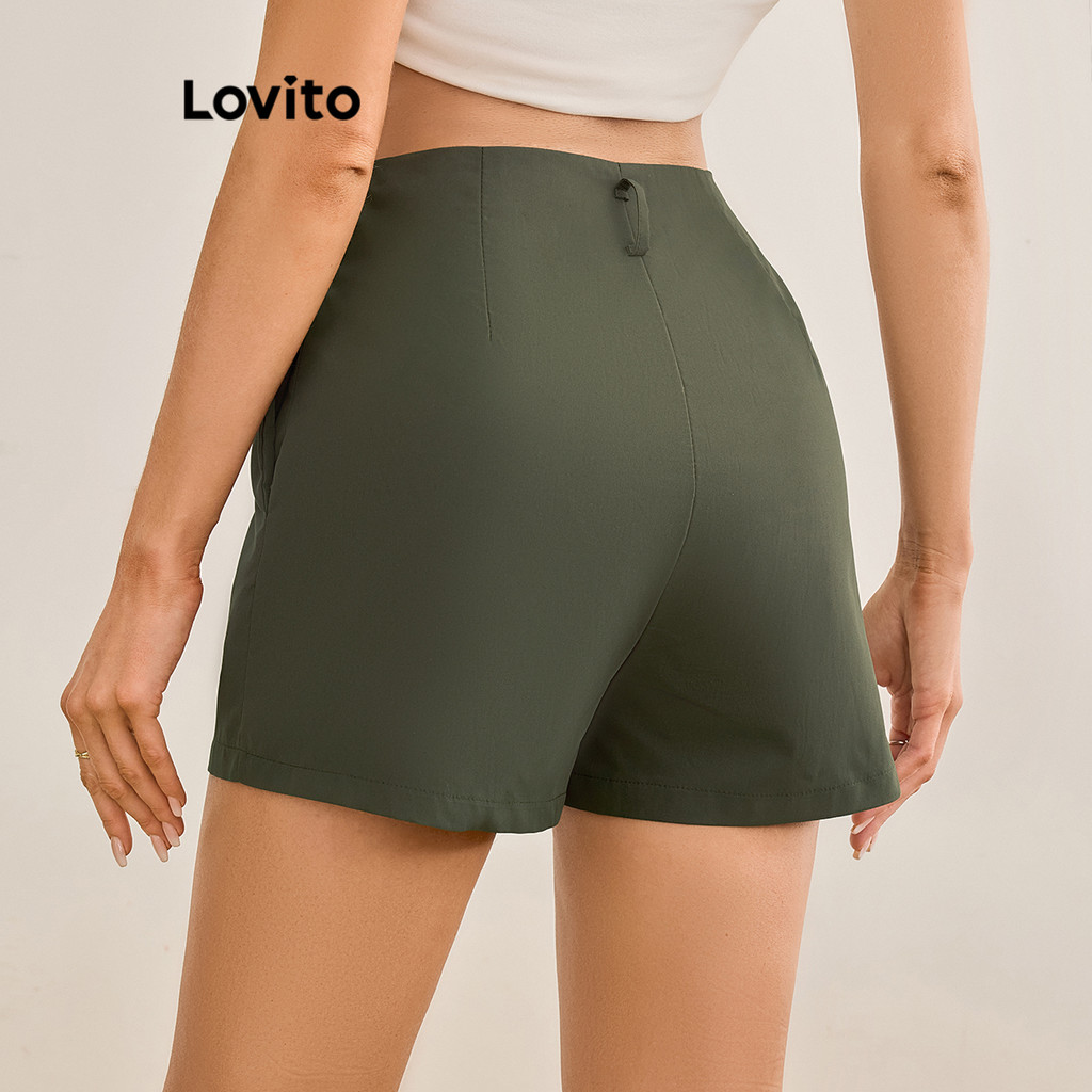 (Trendy) Lovito Shorts Básicos Elegantes com Zíper Simples para Mulheres LBL19329 - Women Clothes