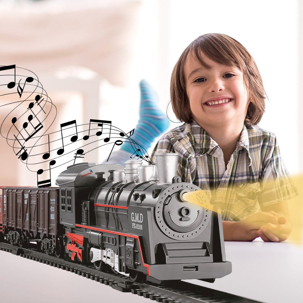 Trem De Brinquedo Criança 2M de trilhos Trenzinho Locomotiva Com Som Luz Ferrorama Premium