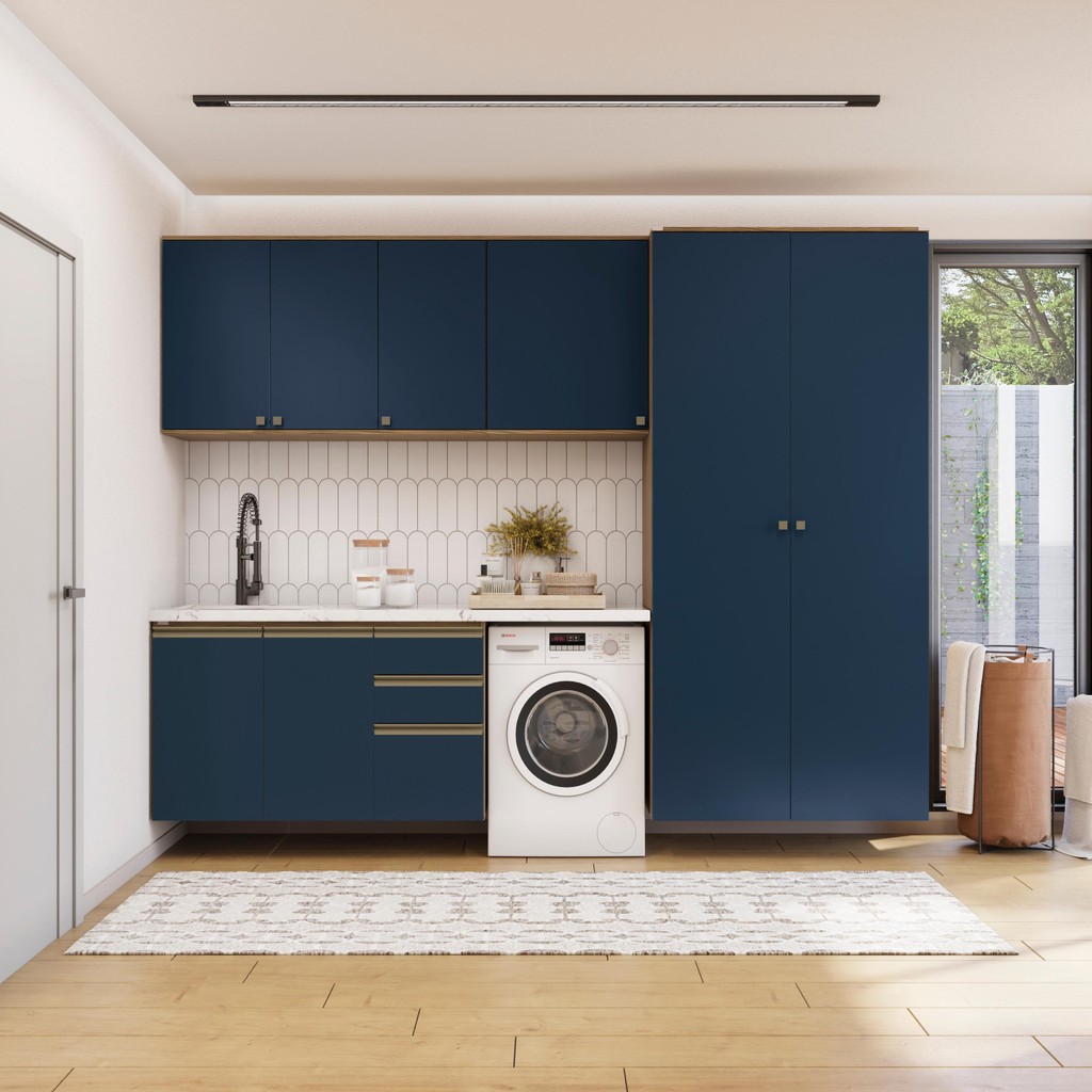 Lavanderia Modulada Kappesberg Celeste 5 Peças Nogueira/Azul 280cm em Oferta na Shopee