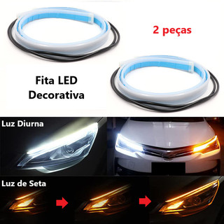 M2331 - Kit 2 peças Fita Led 60 cm DRL 3000k 6000k Flexivel Farol E Seta lulu