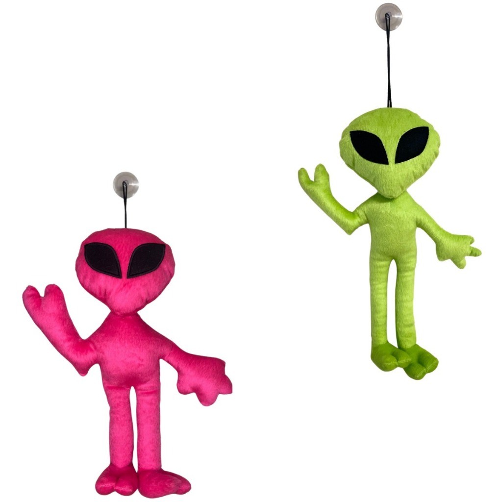 Kit 2 Alienígena Et de Pelúcia 40cm Ventosa de Vidro Mascote dos Caminhoneiros Verde Pink Decoração Menor Preço