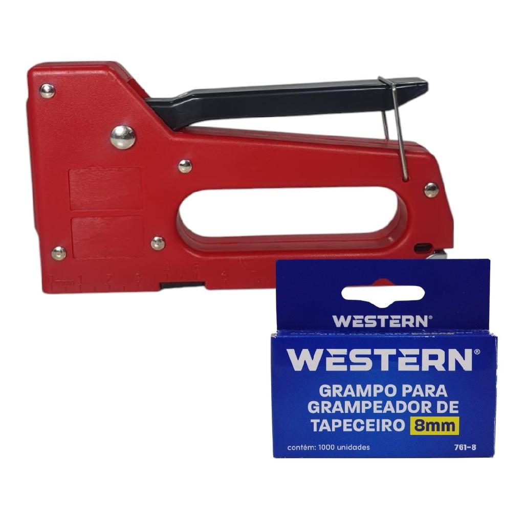 Grampeador Para Tapeceiro Tapeçaria Com Mil Grampos 8mm De Sobra