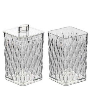 Kit Banheiro 2 Pcs Porta Algodão/Cotonete e Porta Escova Glamour em Oferta na Shopee