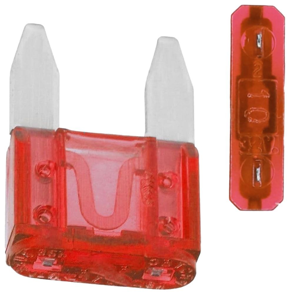 10 Fusíveis Mini Lâmina 10A Universal Vermelho AMS 17010