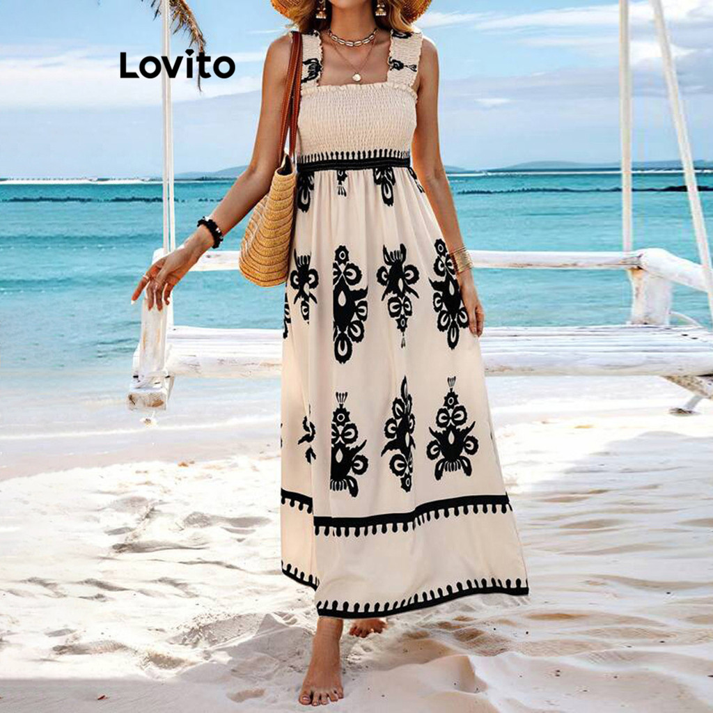 Lovito Vestido feminino casual com estampa tribal Padrão LNE77360 - Women Clothes