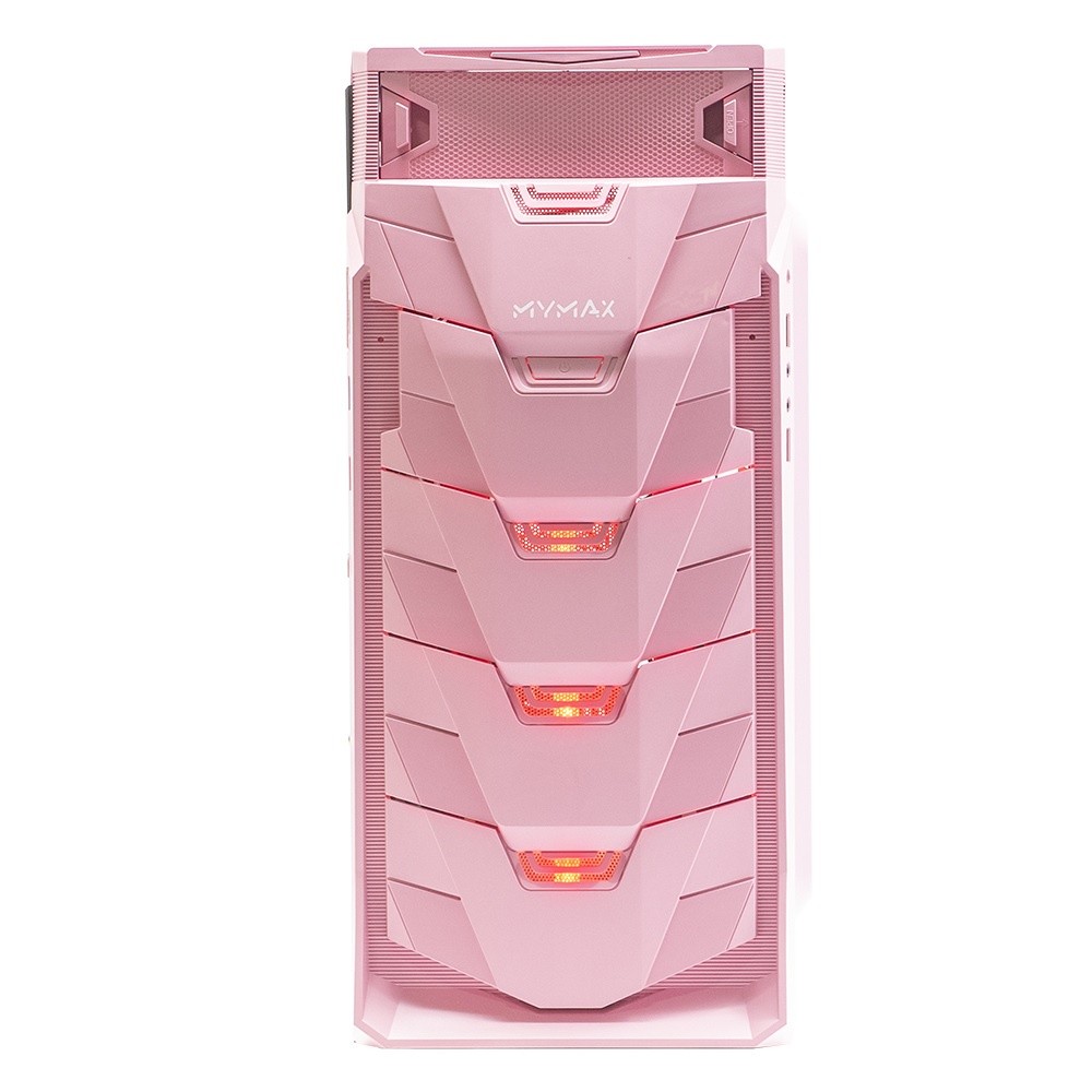 Gabinete Gamer Rosa Mymax Taurus Mid Tower, Led Vermelho, ATX e Micro-ATX, USB 3.0