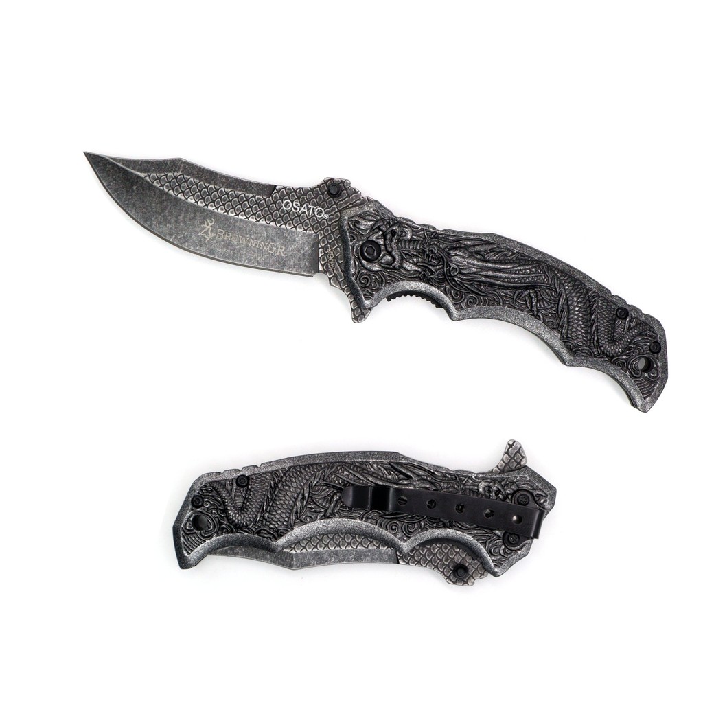 Canivete Dark Side Blades, Dragão Aço Alto Relevo Osato
