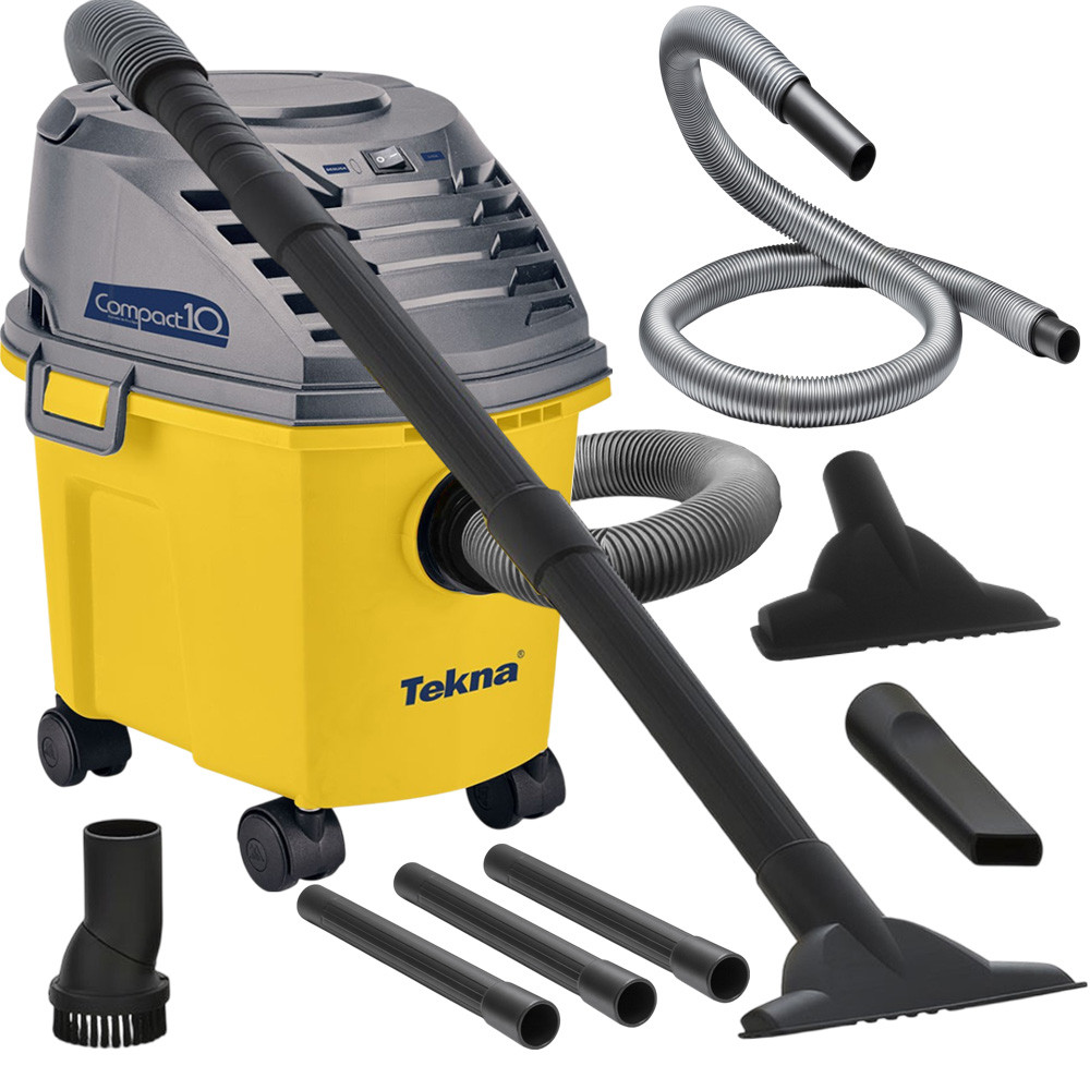 Aspirador De Pó e Água Compacto Portatil 1000W Com Rodas 10 Litros Tekna COMPACT10