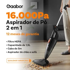Gaabor Aspirador de Pó Silent Dust Off 2 em 1 Fácil de Armazenar Sucção Forte de 16000Pa GVCW-M15A