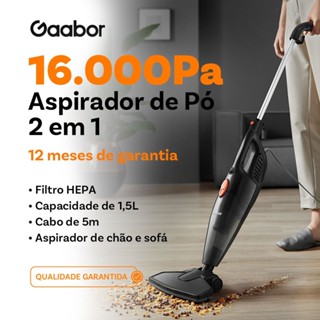 Gaabor Aspirador de Pó Silent Dust Off 2 em 1 Fácil de Armazenar Sucção Forte de 16000Pa GVCW-M15A em Oferta na Shopee