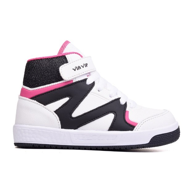 Tênis Infantil Cano Medio Menina Via Vip Branco VV3814 100% Original com Nota Fiscal e Garantia